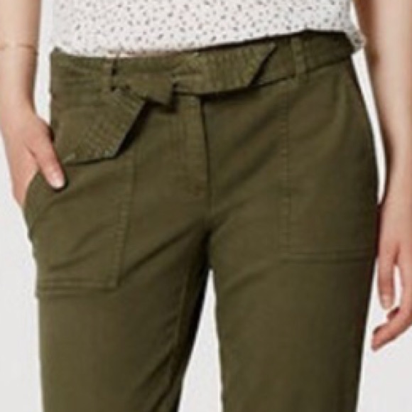 LOFT Cropped Tie Waist Chinos in Marisa Fit - Picture 3 of 6